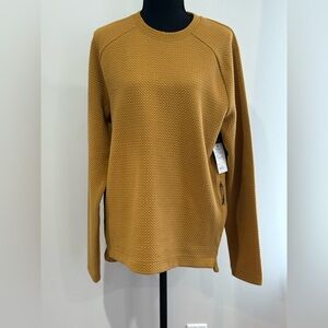 New FLX M Mustard Yellow Textured Sweater w Pockets & Stretch 831